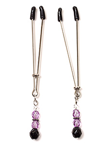 Tweezer Style Clamp w/Purple Beads - SPF106