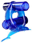 Crossbones Diving Dolphin Double Bullet Cockring Blue
