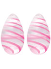 Crystal Glass Eggs Clear with Pink Stripes