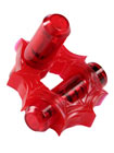 Crossbones Pleasure Web Double Bullet Cockring Red
